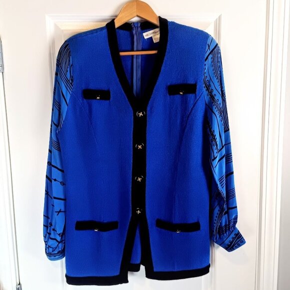 Vintage Anne Crimmins for UMI Collections Royal Blue Knit Top - Picture 1 of 6